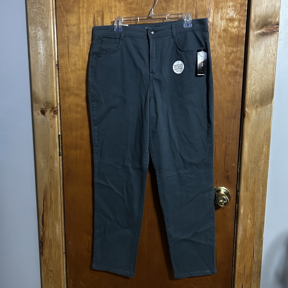 Style &‎ Co Jeans Womens Sz 16 Straight Leg Green Tummy Control NEW With Tags